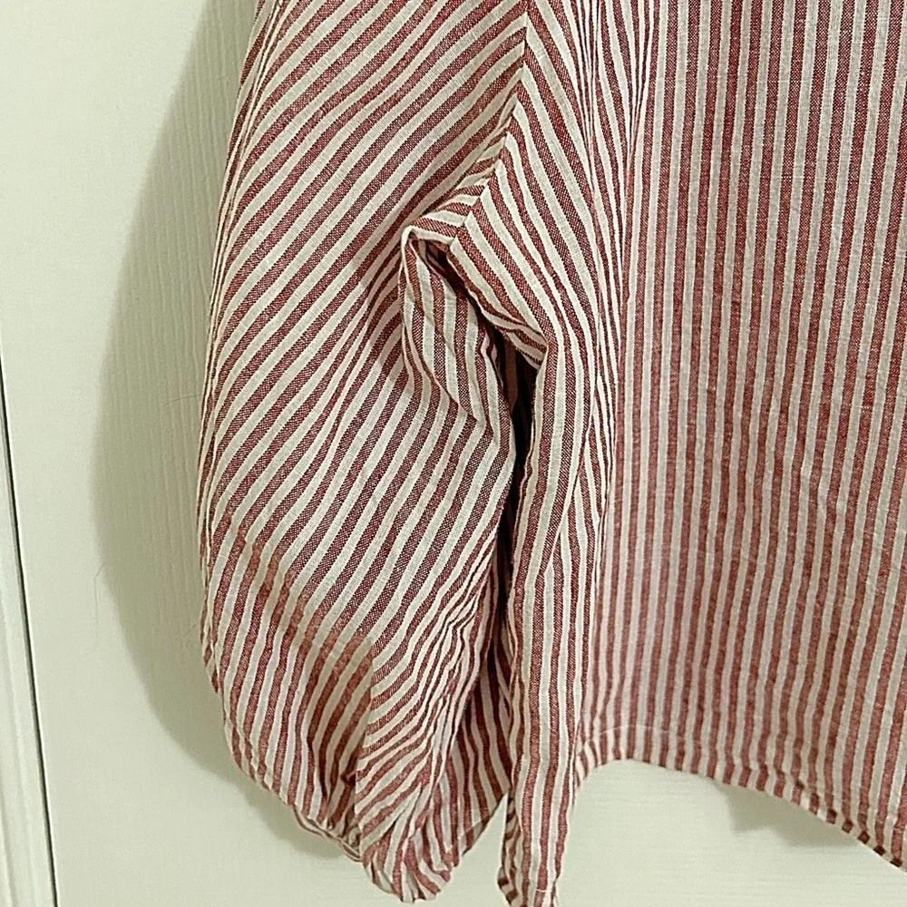 Tuckernuck Red Stripe Linen Kennedi Blouse Size Large Boxy Preppy - Picture 8 of 14